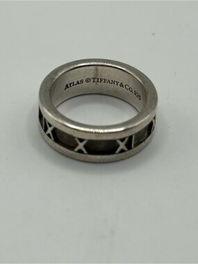 Tiffany & Co. Atlas Ring Roman Numeral Sterling Silver 925 Size 4